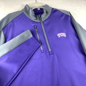 Mens‎ TCU Horned Frogs Purple/Gray 1/4 Zip Stretch Jacket. Sz 2XL Football NCAA